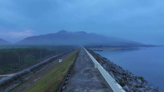 海南大广坝风景区航拍