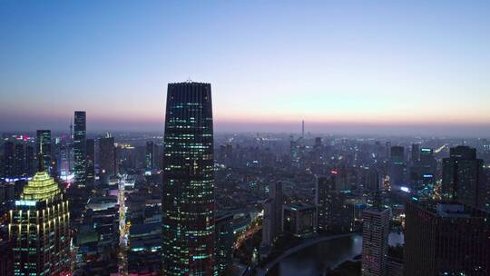 航拍天津环球金融中心夜景
