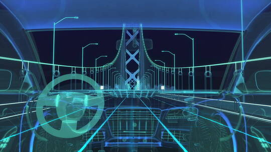 科技三维线框汽车路桥视频素材模板下载