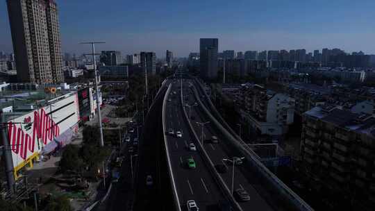 南京建邺内环南线道路交通航拍