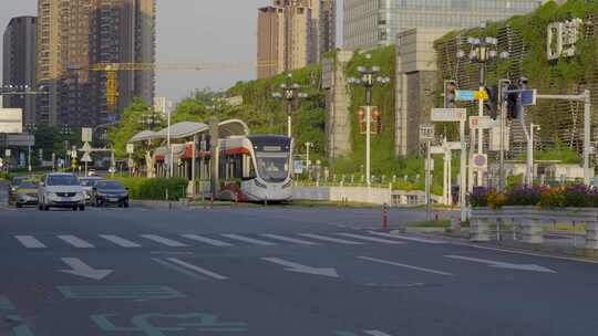 广州黄埔中心街头有轨电车