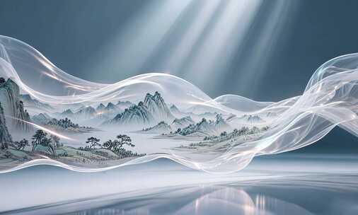 国风山水动态光影背景素材
