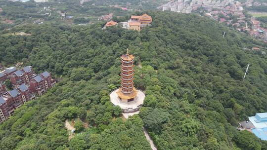 旅游景区湖南岳阳圣安古寺4A景区航拍