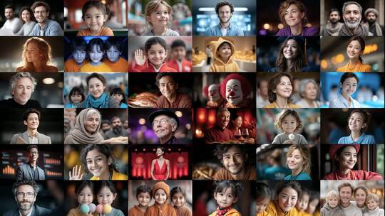 全球面孔绽放真诚笑容(前149S为快速预览)高清在线视频素材下载