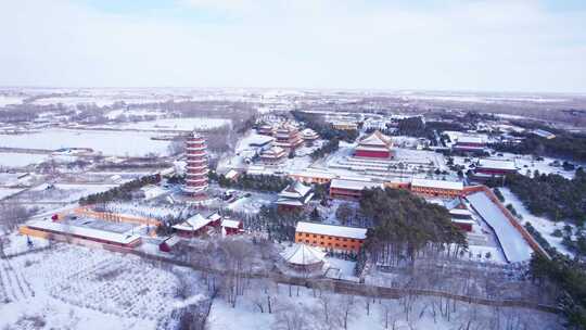 松原莲花寺雪景航拍