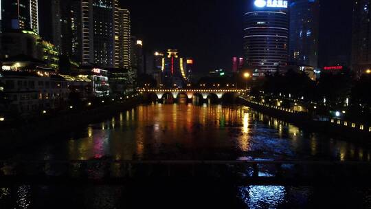 航拍贵州贵阳城市夜景