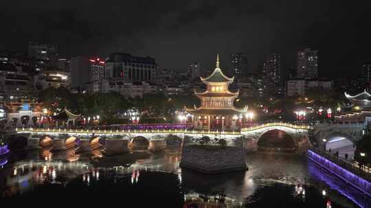 贵阳 甲秀楼 夜景 航拍