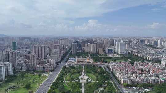 合集广东汕头城市绿化开放广场航拍
