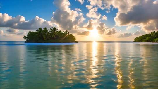 海岛夕阳海景