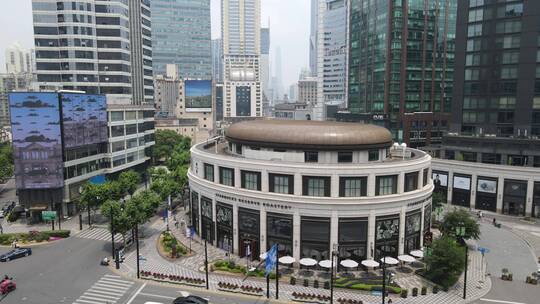 上海南京西路商区高楼大厦4K航拍