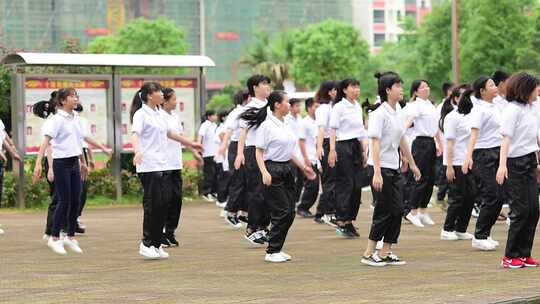 学生做广播体操视频素材模板下载