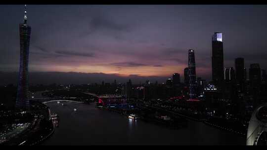 一线城市黄昏 广州航拍