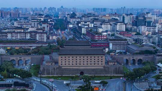 西安安定门城墙夜景视频素材模板下载