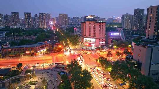 西安迎宾广场 休闲广场夜景视频素材模板下载