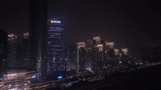 航拍重庆山城都市交通夜景