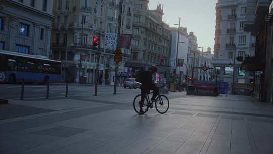 街道，城市，送货员，自行车