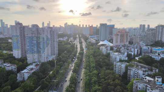 深圳傍晚日落建筑风光