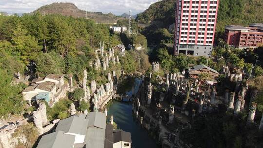 航拍贵阳花溪夜郎谷著名旅游景点