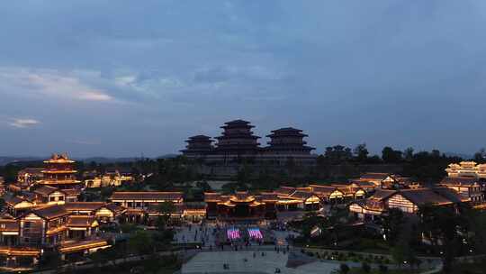 绵阳梓潼七曲山古韵建筑夜景