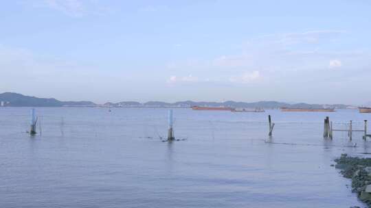 广州南沙滨海港口海景黄昏风光