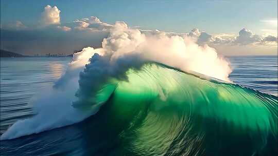 fpv大海海洋海浪海边沙滩唯美巨浪浪花翻