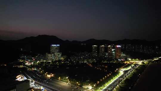 广东珠海城市夜景交通航拍