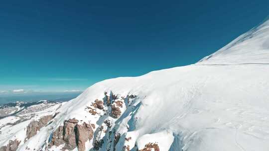 山，雪，冬天，无人机