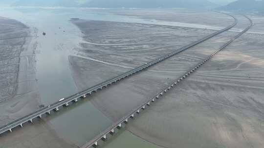 跨海大桥航拍宁德滨海特大桥沈海复线高速路