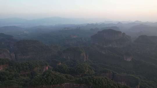 广东韶关丹霞山5A景区晚霞日落夕阳航拍