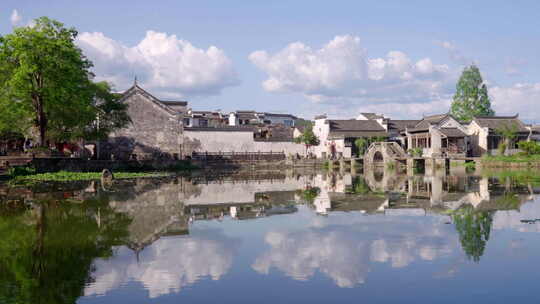 徽派建筑 江南水乡 小桥流水 古村落 夏天