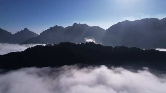 九华山航拍睡佛大山云海