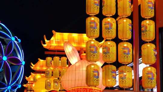 4K唯美灯会春节元宵氛围节日氛围过年实拍