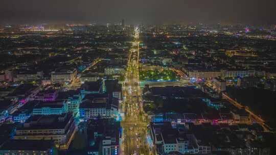 江苏苏州城市夜景航拍移动延时