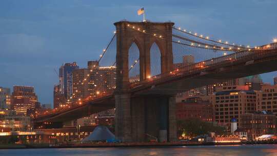 纽约市布鲁克林大桥日落