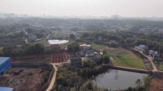 乡村景象的高空俯瞰全景