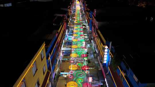 成都郫都区犀浦夜市人来人往热闹夜经济航拍