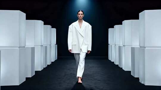 模特于T台走秀素材