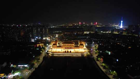 河南洛阳夜景航拍