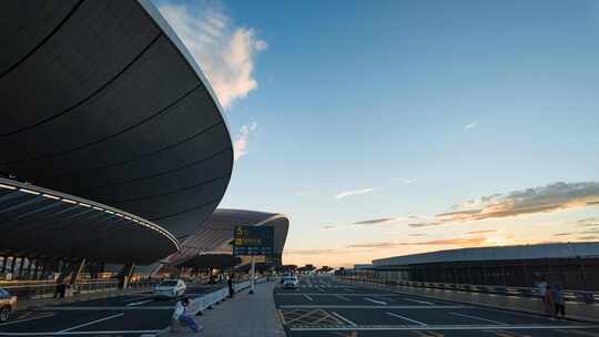 北京大兴机场夕阳延时