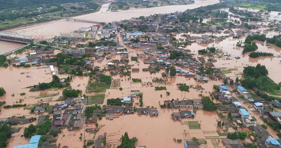 洪水淹没城镇气候变化环保题材