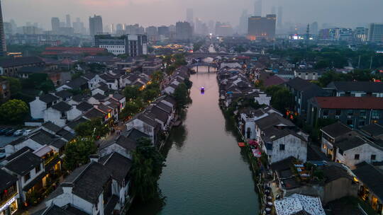 无锡南长街夜景延时航拍延时素材