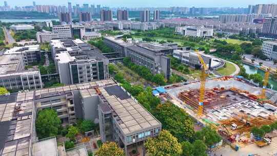 中南大学新校区校园风景航拍湖南长沙岳麓区