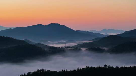 乡村炊烟袅袅山间烟火气清晨日出云雾朝霞