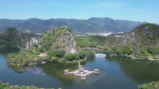 航拍广东肇庆七星岩景区