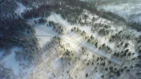 唯美冬天雾凇雪景航拍冬季森林雪山自然风光