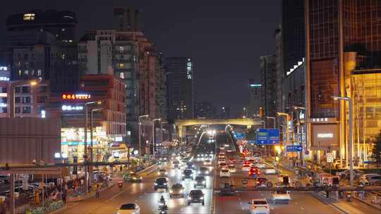 成都城市交通城市车流夜景实拍