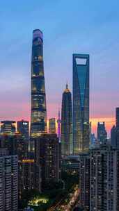 上海陆家嘴延时日转夜竖屏