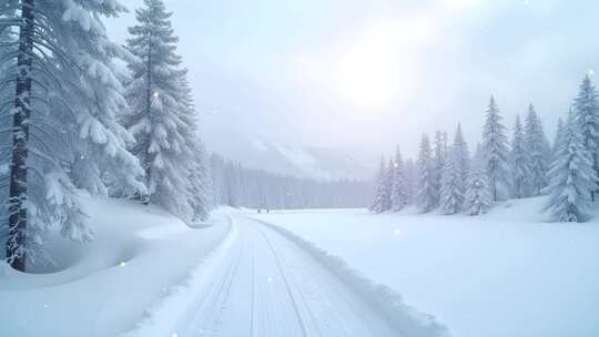 高清雪山风景4k舞台粒子活动背景