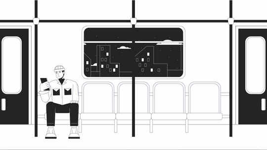 火车Bw Lo Fi动画中的通勤者视频素材模板下载
