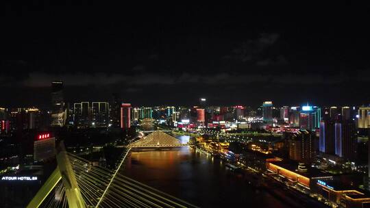 宁波江北区老外滩日转夜景4K航拍